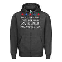 Charcoal Heather she's a good girl, she's loves her mama, loves jesus t shirt Zipper Hoodie - FloraArt