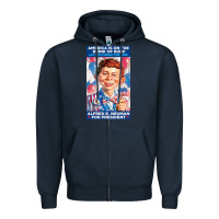Navy alfred e. neuman for president Zipper Hoodie - FloraArt