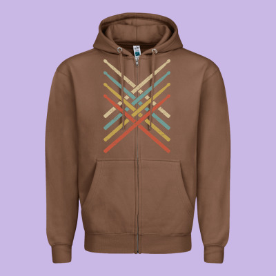 Retro Vintage Drummer Tshirt 70s 80s Distressed Drum Sticks Long Sleev Zipper Hoodie Designed By Floraart