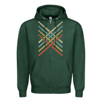 Sports Green retro vintage drummer tshirt 70s 80s distressed drum sticks long sleev Zipper Hoodie - FloraArt