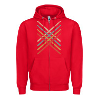 Red retro vintage drummer tshirt 70s 80s distressed drum sticks long sleev Zipper Hoodie - FloraArt