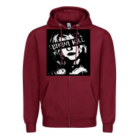 Burgundy Vintage Bikini Kill Women Classic Zipper Hoodie - FloraArt