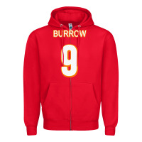 Red Burrow Jersey Zipper Hoodie - FloraArt