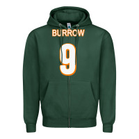 Sports Green Burrow Jersey Zipper Hoodie - FloraArt