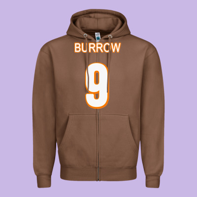 Burrow Jersey Zipper Hoodie Designed By Floraart