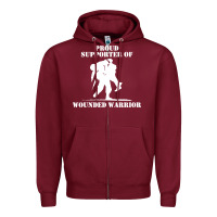 Burgundy wounded warrior Zipper Hoodie - FloraArt