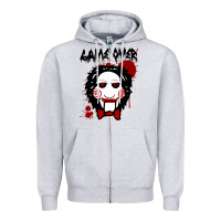 Heather Grey Billy Puppet Saw Jigsaw Inspired Zipper Hoodie - FloraArt