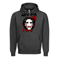Charcoal Heather Billy Puppet Saw Jigsaw Inspired Zipper Hoodie - FloraArt