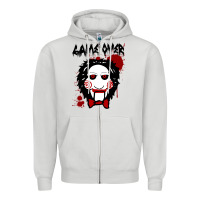 Dove Grey Billy Puppet Saw Jigsaw Inspired Zipper Hoodie - FloraArt