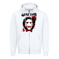 White Billy Puppet Saw Jigsaw Inspired Zipper Hoodie - FloraArt