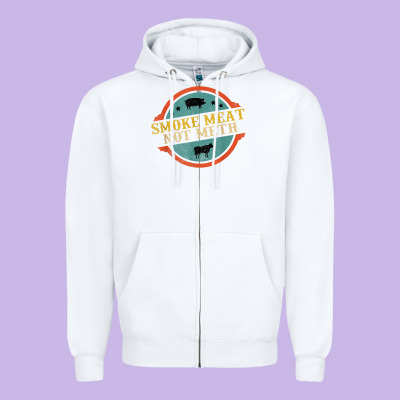 Smoke Meat Not Meth Funny Bbq Grill Lover Meat Lover Retro Zipper Hoodie Designed By Floraart
