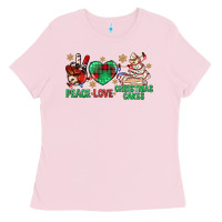 Bubblegum Pink peace love christmas cakes bbs Ladies Tee - BundleAndBundleShop