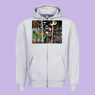 Nightmare Before Christmas Zipper Hoodie Designed By Floraart