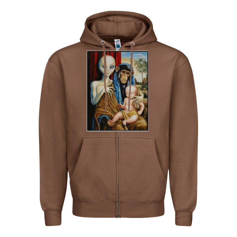 Alien Chimp Baby Religion Conspiracy Poster Zipper Hoodie by FloraArt | Teevron