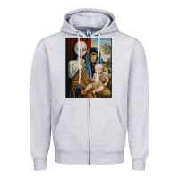 Heather Grey alien chimp baby religion conspiracy poster Zipper Hoodie - FloraArt
