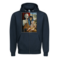 Navy alien chimp baby religion conspiracy poster Zipper Hoodie - FloraArt