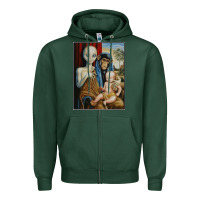 Sports Green alien chimp baby religion conspiracy poster Zipper Hoodie - FloraArt