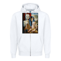 White alien chimp baby religion conspiracy poster Zipper Hoodie - FloraArt