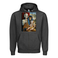 Charcoal Heather alien chimp baby religion conspiracy poster Zipper Hoodie - FloraArt