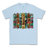Dusty Blue football serape cowhide turquoise glitter  brushstrokes Classic Tee - Artiststas