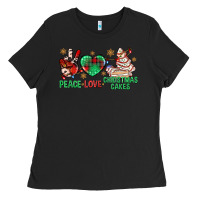 Black peace love christmas cakes bbs Ladies Tee - BundleAndBundleShop