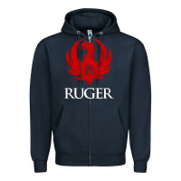 Navy vintage ruger Zipper Hoodie - FloraArt