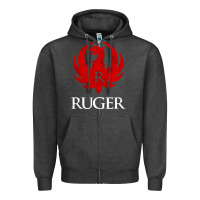 Charcoal Heather vintage ruger Zipper Hoodie - FloraArt