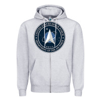 Heather Grey Official United States Space Force USSF Military Patch Zipper Hoodie - FloraArt
