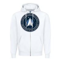 White Official United States Space Force USSF Military Patch Zipper Hoodie - FloraArt