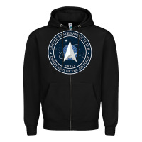 Black Official United States Space Force USSF Military Patch Zipper Hoodie - FloraArt