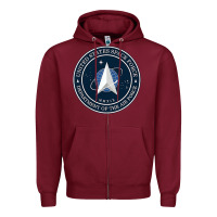 Burgundy Official United States Space Force USSF Military Patch Zipper Hoodie - FloraArt