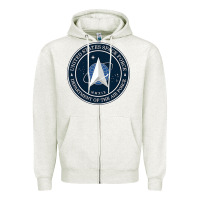 Oatmeal Heather Official United States Space Force USSF Military Patch Zipper Hoodie - FloraArt