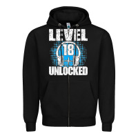 Black Level 18 Unlocked Birthday 18 Years Gamer Premium T Shirt Zipper Hoodie - FloraArt