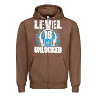 Chestnut Level 18 Unlocked Birthday 18 Years Gamer Premium T Shirt Zipper Hoodie - FloraArt