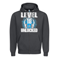 Smoke Level 18 Unlocked Birthday 18 Years Gamer Premium T Shirt Zipper Hoodie - FloraArt