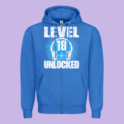 Level 18 Unlocked Birthday 18 Years Gamer Premium T Shirt Zipper Hoodie Designed By Floraart
