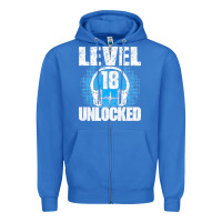 True Royal Level 18 Unlocked Birthday 18 Years Gamer Premium T Shirt Zipper Hoodie - FloraArt