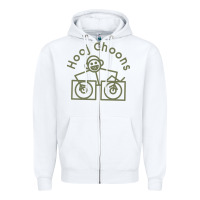 White Hooj Choons (Olive Green) Zipper Hoodie - FloraArt