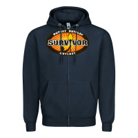 Navy Survivor Outwit, Outplay, Outlast Zipper Hoodie - FloraArt
