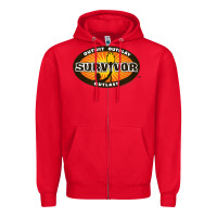 Red Survivor Outwit, Outplay, Outlast Zipper Hoodie - FloraArt