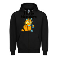 Black i hate monday Zipper Hoodie - FloraArt