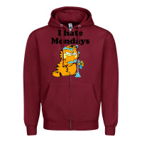 Burgundy i hate monday Zipper Hoodie - FloraArt