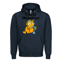 Navy i hate monday Zipper Hoodie - FloraArt