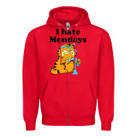 Red i hate monday Zipper Hoodie - FloraArt