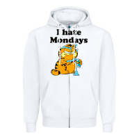 White i hate monday Zipper Hoodie - FloraArt