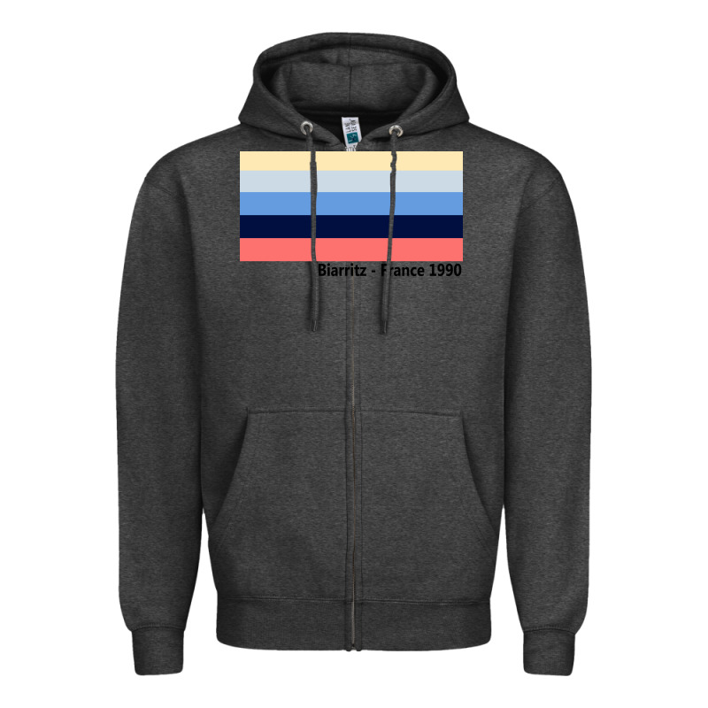Biarritz France 1990 Zipper Hoodie by FloraArt | Teevron