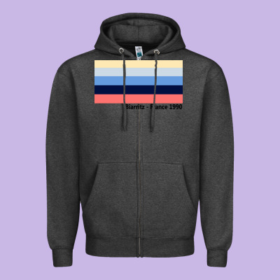 Biarritz France 1990 Zipper Hoodie Designed By Floraart