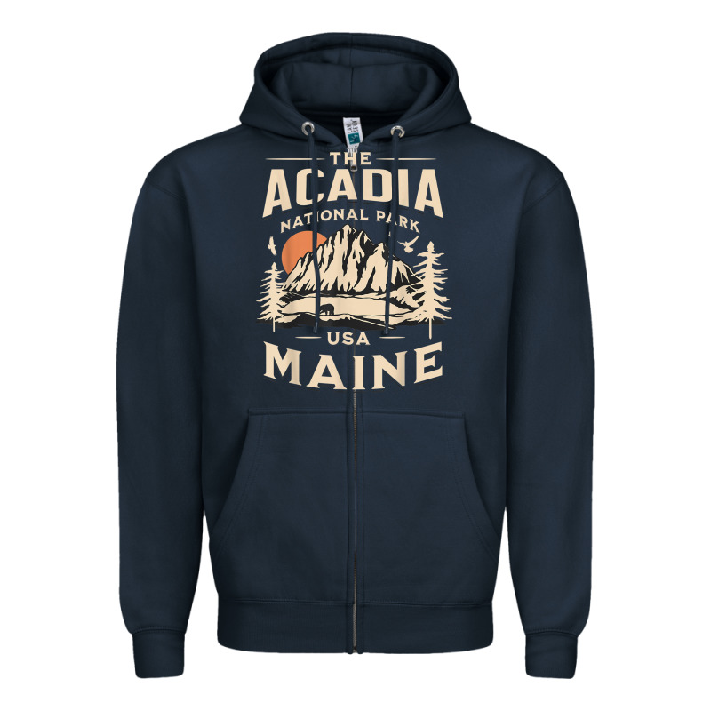 Acadia National Park Maine Nature Hike Outdoors Vintage T Shirt Zipper Hoodie by ArtMosaic | Teevron