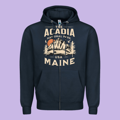 Acadia National Park Maine Nature Hike Outdoors Vintage T Shirt Zipper Hoodie Designed By Artmosaic