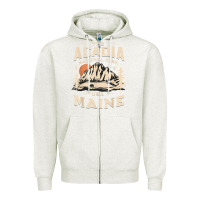 Oatmeal Heather acadia national park maine nature hike outdoors vintage t shirt Zipper Hoodie - ArtMosaic